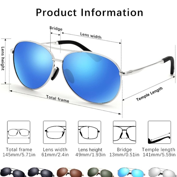 Viysioo black polarized trendy square retro mirrored UV400 sunglasses - Picture 3 of 6